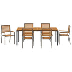 Garden Dining Set 7 pcs Grey and Brown Poly Rattan