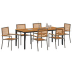 Garden Dining Set 7 pcs Grey and Brown Poly Rattan