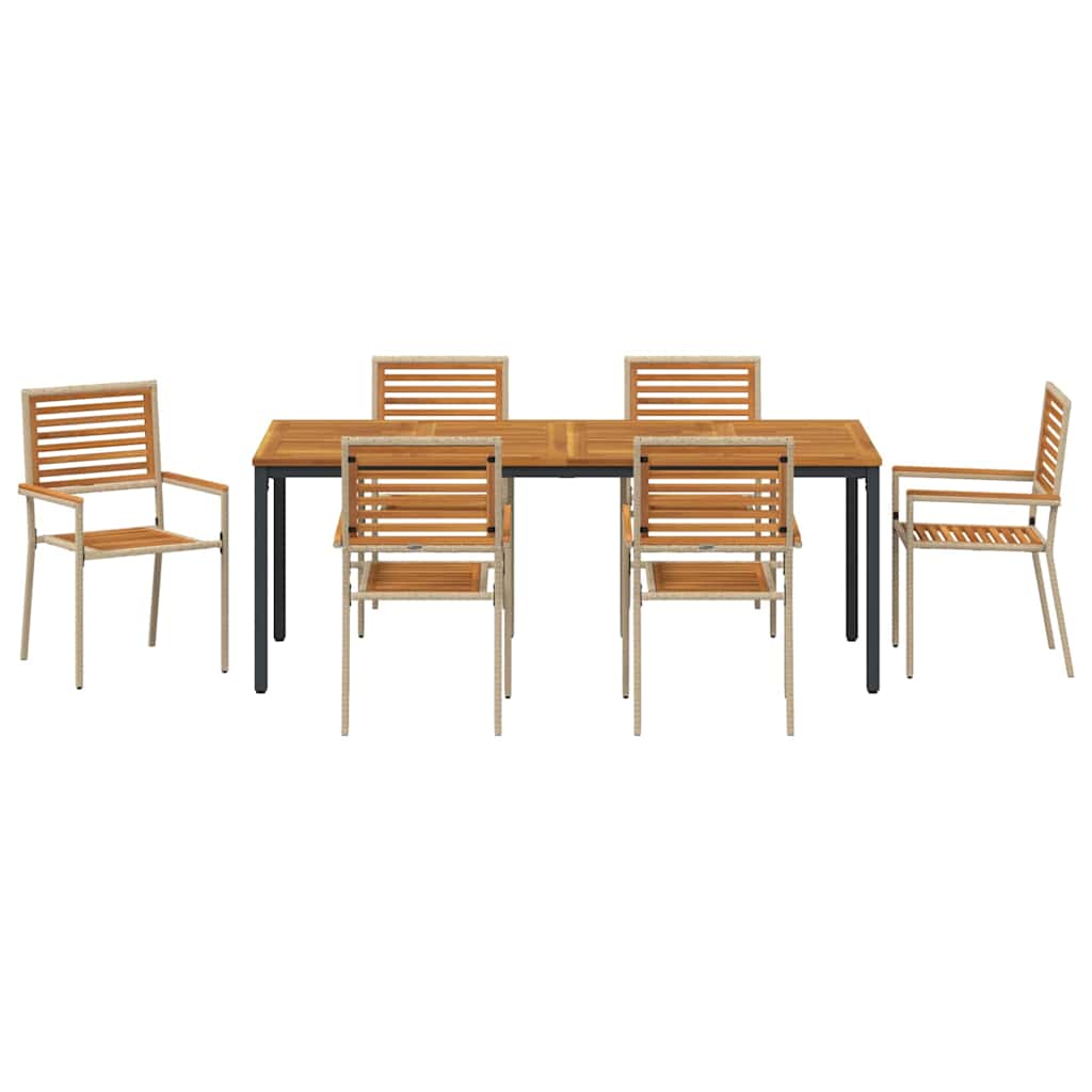 Garden Dining Set 7 pcs Beige and Brown Poly Rattan