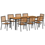 Garden Dining Set 9 pcs Black and Brown Poly Rattan