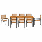 Garden Dining Set 9 pcs Black and Brown Poly Rattan