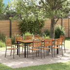 Garden Dining Set 9 pcs Grey and Brown Poly Rattan
