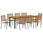 Garden Dining Set 9 pcs Grey and Brown Poly Rattan