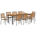 Garden Dining Set 9 pcs Grey and Brown Poly Rattan