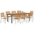 Garden Dining Set 9 pcs Beige and Brown Poly Rattan