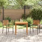 Garden Dining Set 3 pcs Black Solid Acacia Wood