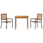 Garden Dining Set 3 pcs Black Solid Acacia Wood