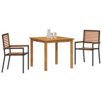 Garden Dining Set 3 pcs Black Solid Acacia Wood