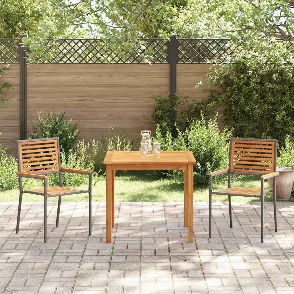 Garden Dining Set 3 pcs Grey Solid Acacia Wood
