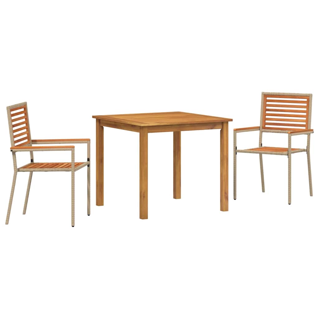 Garden Dining Set 3 pcs Beige Solid Acacia Wood