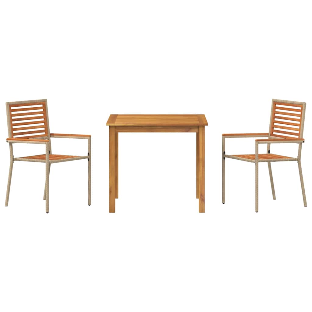 Garden Dining Set 3 pcs Beige Solid Acacia Wood