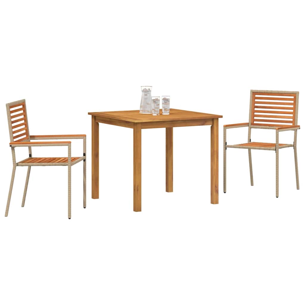 Garden Dining Set 3 pcs Beige Solid Acacia Wood