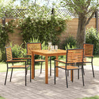 Garden Dining Set 5 pcs Black Solid Acacia Wood