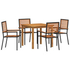 Garden Dining Set 5 pcs Black Solid Acacia Wood