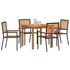 Garden Dining Set 5 pcs Black Solid Acacia Wood