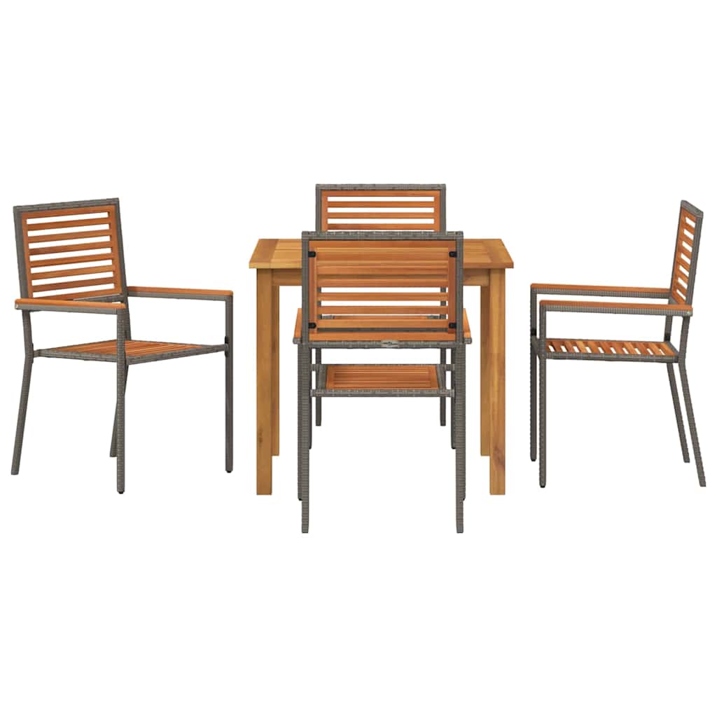 Garden Dining Set 5 pcs Grey Solid Acacia Wood