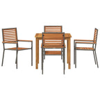 Garden Dining Set 5 pcs Grey Solid Acacia Wood