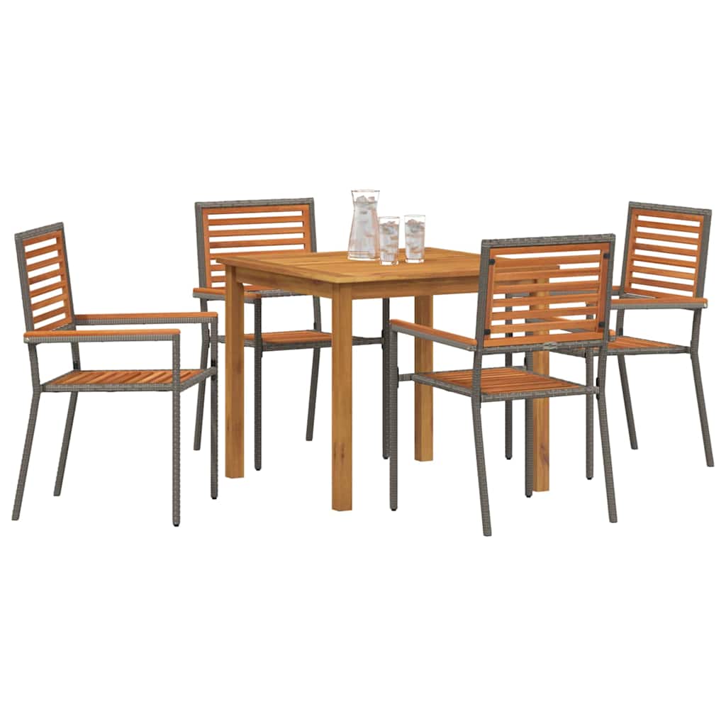 Garden Dining Set 5 pcs Grey Solid Acacia Wood
