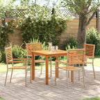 Garden Dining Set 5 pcs Beige Solid Acacia Wood