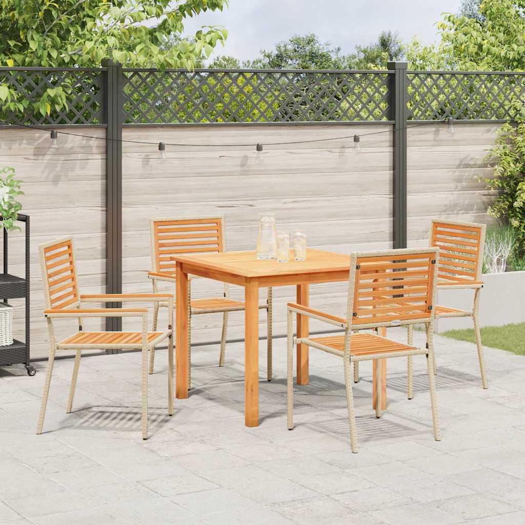 Garden Dining Set 5 pcs Beige Solid Acacia Wood