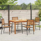 Garden Dining Set 5 pcs Black Solid Acacia Wood