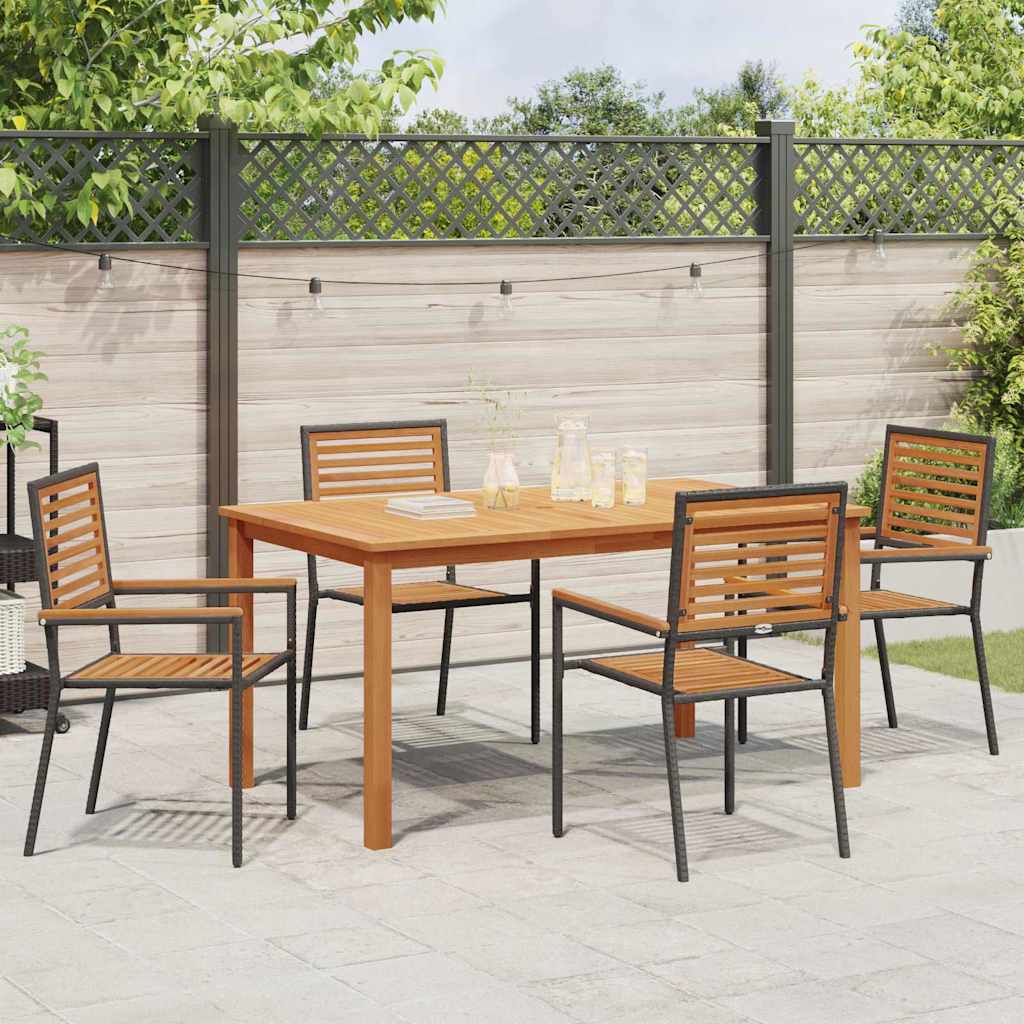 Garden Dining Set 5 pcs Black Solid Acacia Wood