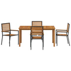 Garden Dining Set 5 pcs Black Solid Acacia Wood