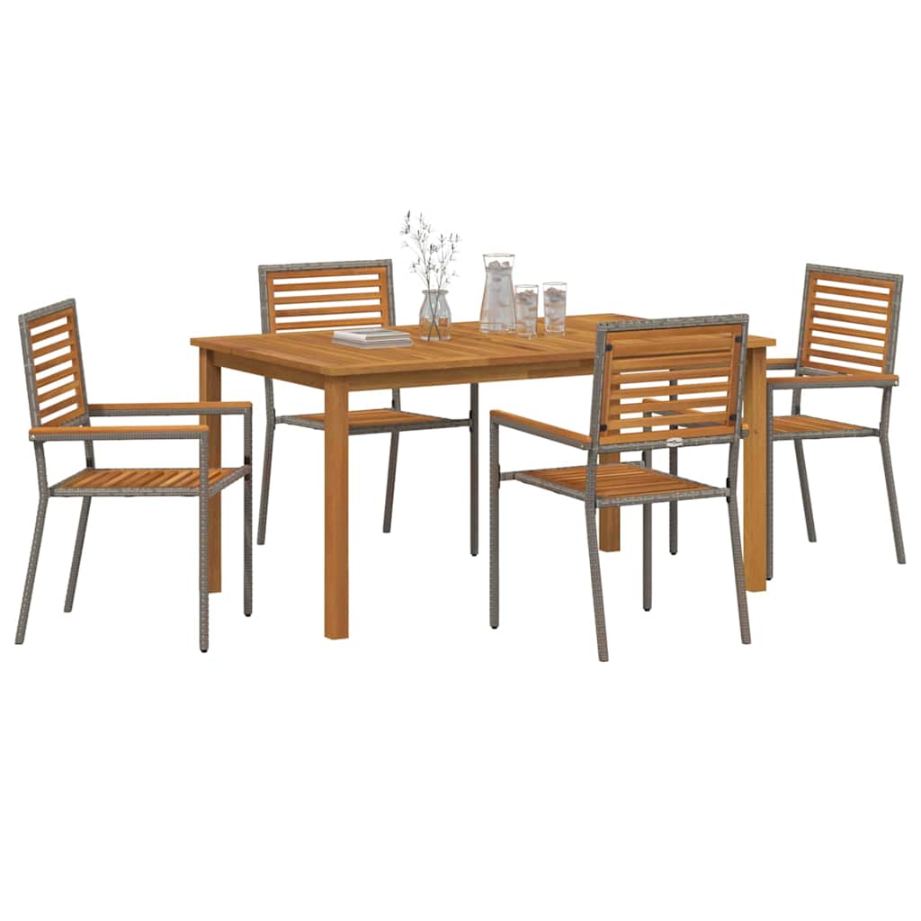 Garden Dining Set 5 pcs Grey Solid Acacia Wood
