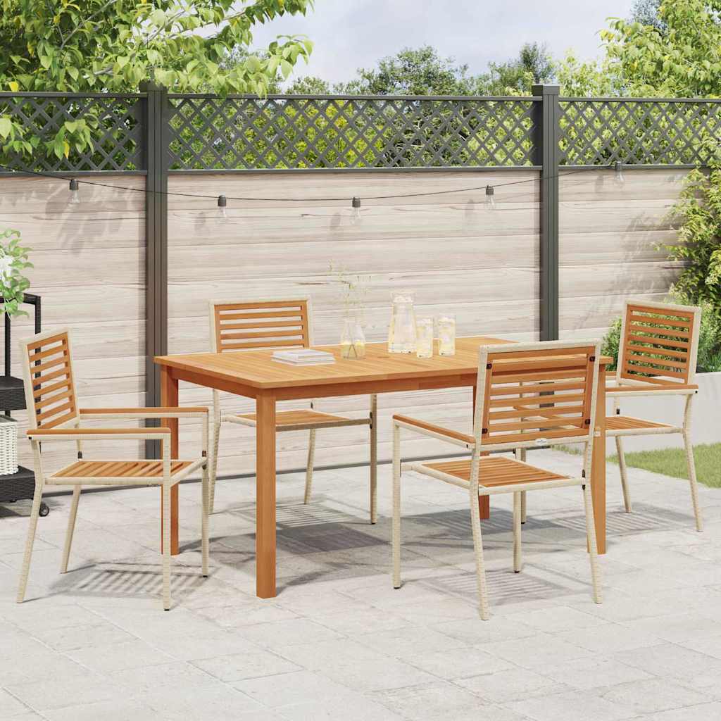 Garden Dining Set 5 pcs Beige Solid Acacia Wood