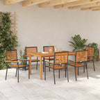 Garden Dining Set 7 pcs Black Solid Acacia Wood