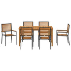Garden Dining Set 7 pcs Black Solid Acacia Wood