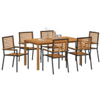 Garden Dining Set 7 pcs Black Solid Acacia Wood