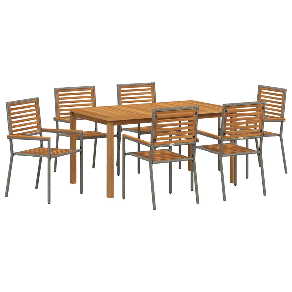 Garden Dining Set 7 pcs Grey Solid Acacia Wood