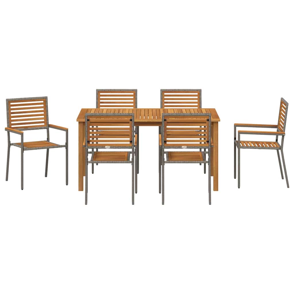 Garden Dining Set 7 pcs Grey Solid Acacia Wood