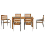 Garden Dining Set 7 pcs Grey Solid Acacia Wood