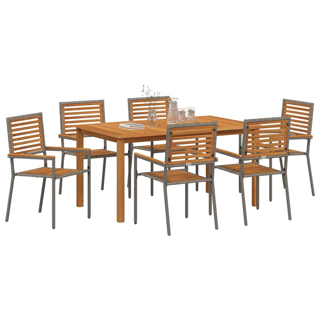 Garden Dining Set 7 pcs Grey Solid Acacia Wood