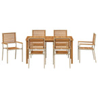 Garden Dining Set 7 pcs Beige Solid Acacia Wood