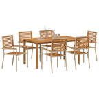 Garden Dining Set 7 pcs Beige Solid Acacia Wood