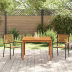 Garden Dining Set 3 pcs Black Solid Acacia Wood