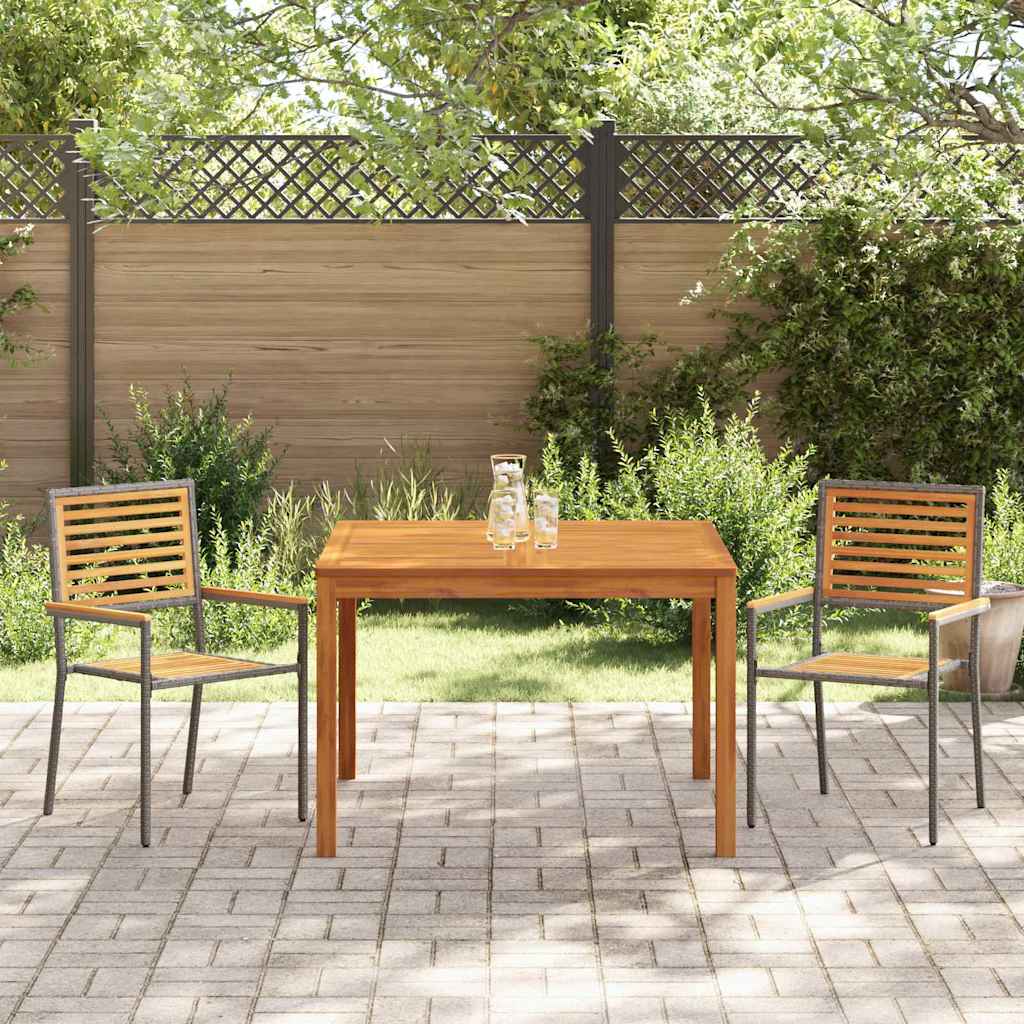 Garden Dining Set 3 pcs Grey Solid Acacia Wood