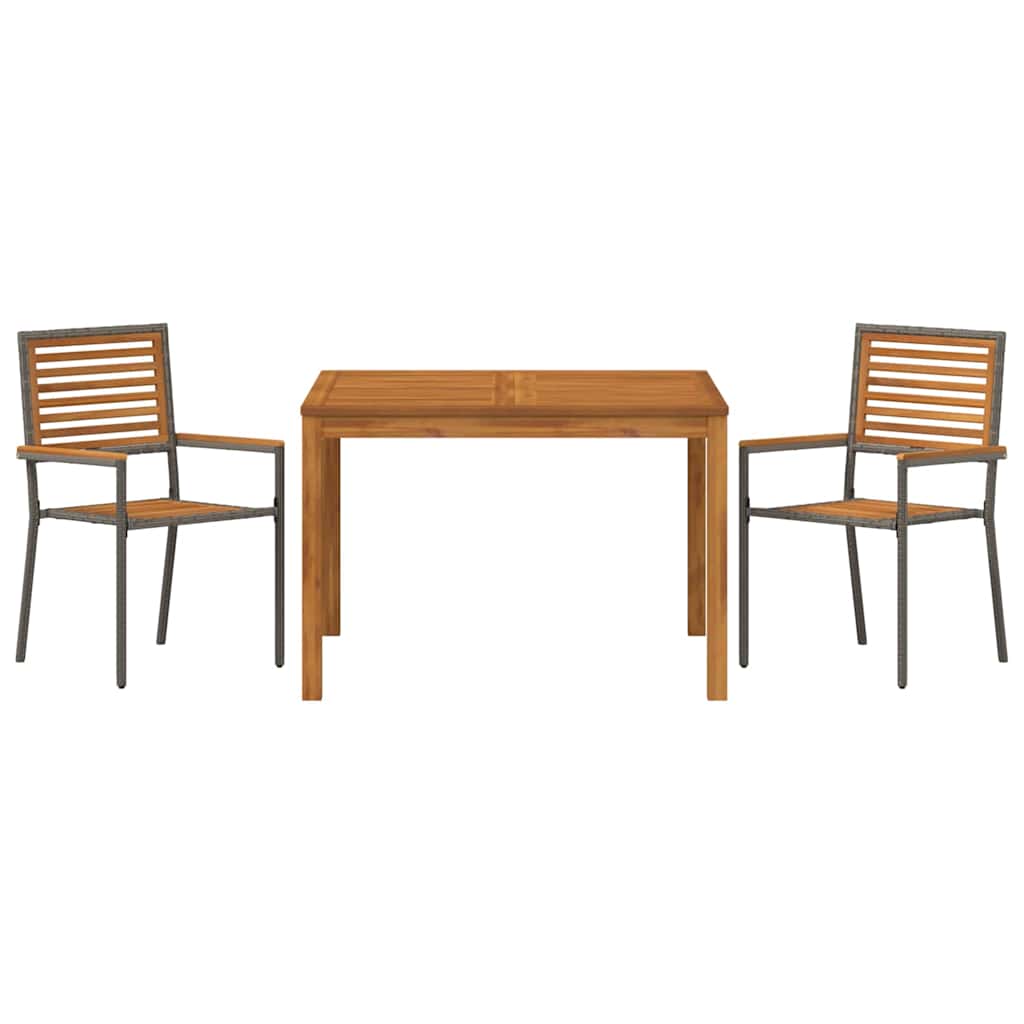 Garden Dining Set 3 pcs Grey Solid Acacia Wood