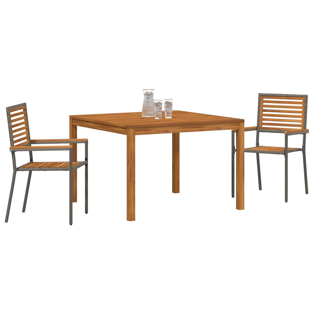 Garden Dining Set 3 pcs Grey Solid Acacia Wood