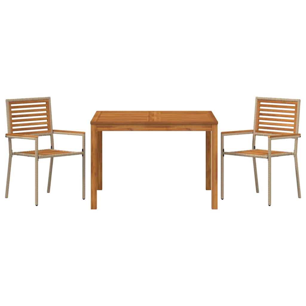 Garden Dining Set 3 pcs Beige Solid Acacia Wood