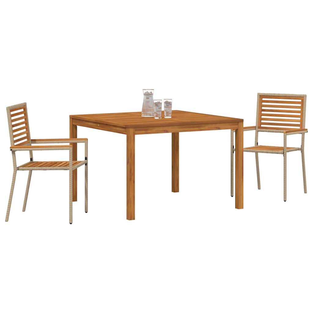 Garden Dining Set 3 pcs Beige Solid Acacia Wood