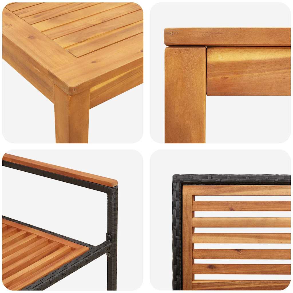 Garden Dining Set 5 pcs Black Solid Acacia Wood