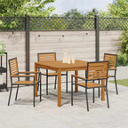 Garden Dining Set 5 pcs Black Solid Acacia Wood