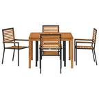 Garden Dining Set 5 pcs Black Solid Acacia Wood