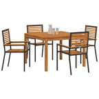 Garden Dining Set 5 pcs Black Solid Acacia Wood