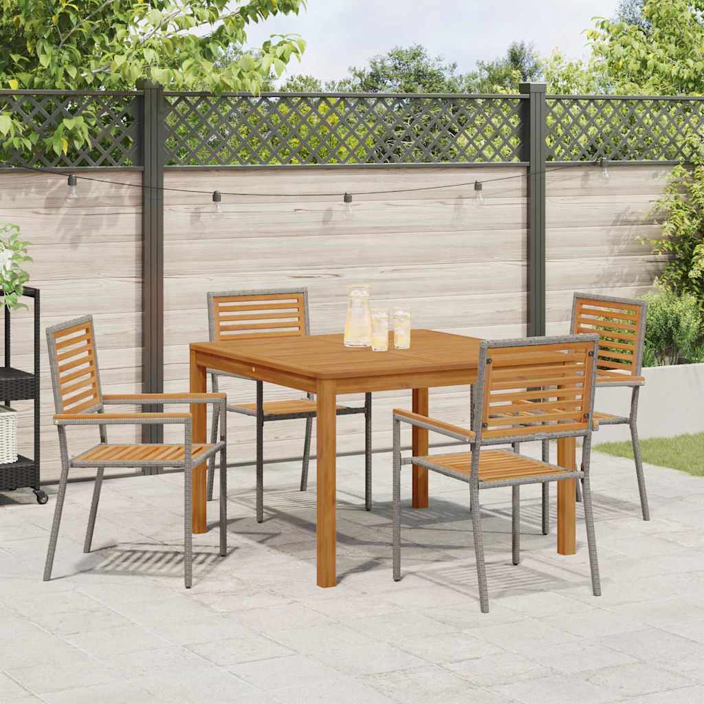 Garden Dining Set 5 pcs Grey Solid Acacia Wood
