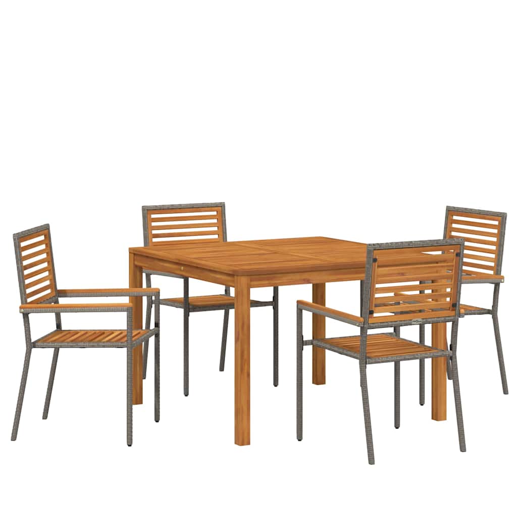 Garden Dining Set 5 pcs Grey Solid Acacia Wood